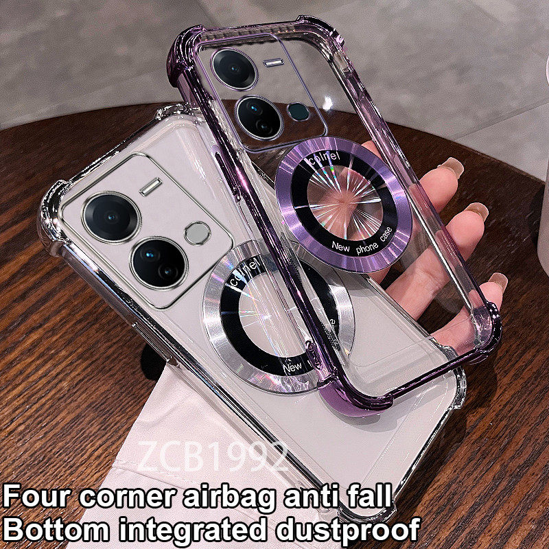 กันกระแทก Case สําหรับ Vivo V25 PRO V25 V25E เคสโทรศัพท์ TPU ล่าสุดแว่นขยายแม่เหล็กโปร่งใส premium S