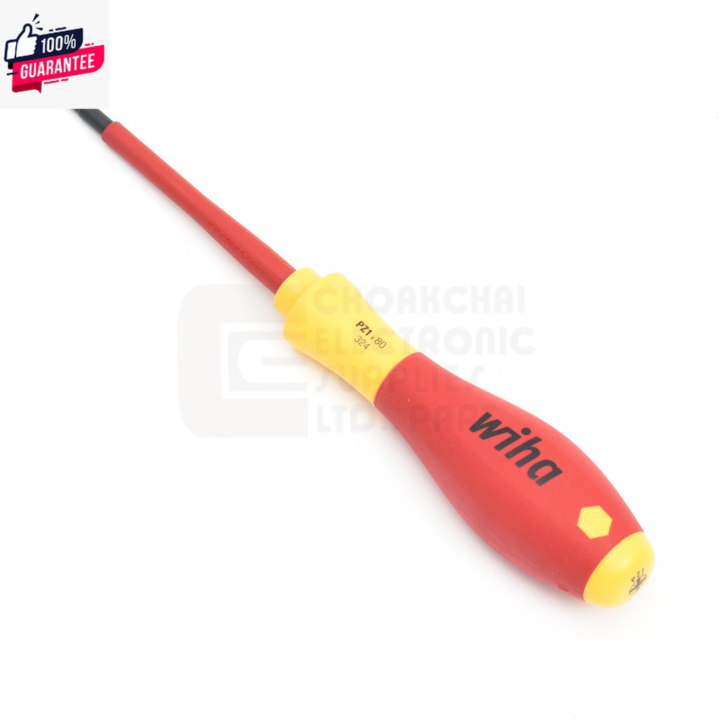 Wiha 324 SoftFinish electric VDE ไขควง ปลายแฉก PZ ขนาด PZ1 / PZ2 ฉนวนกันไฟฟ้า 1000V Made in Germany 
