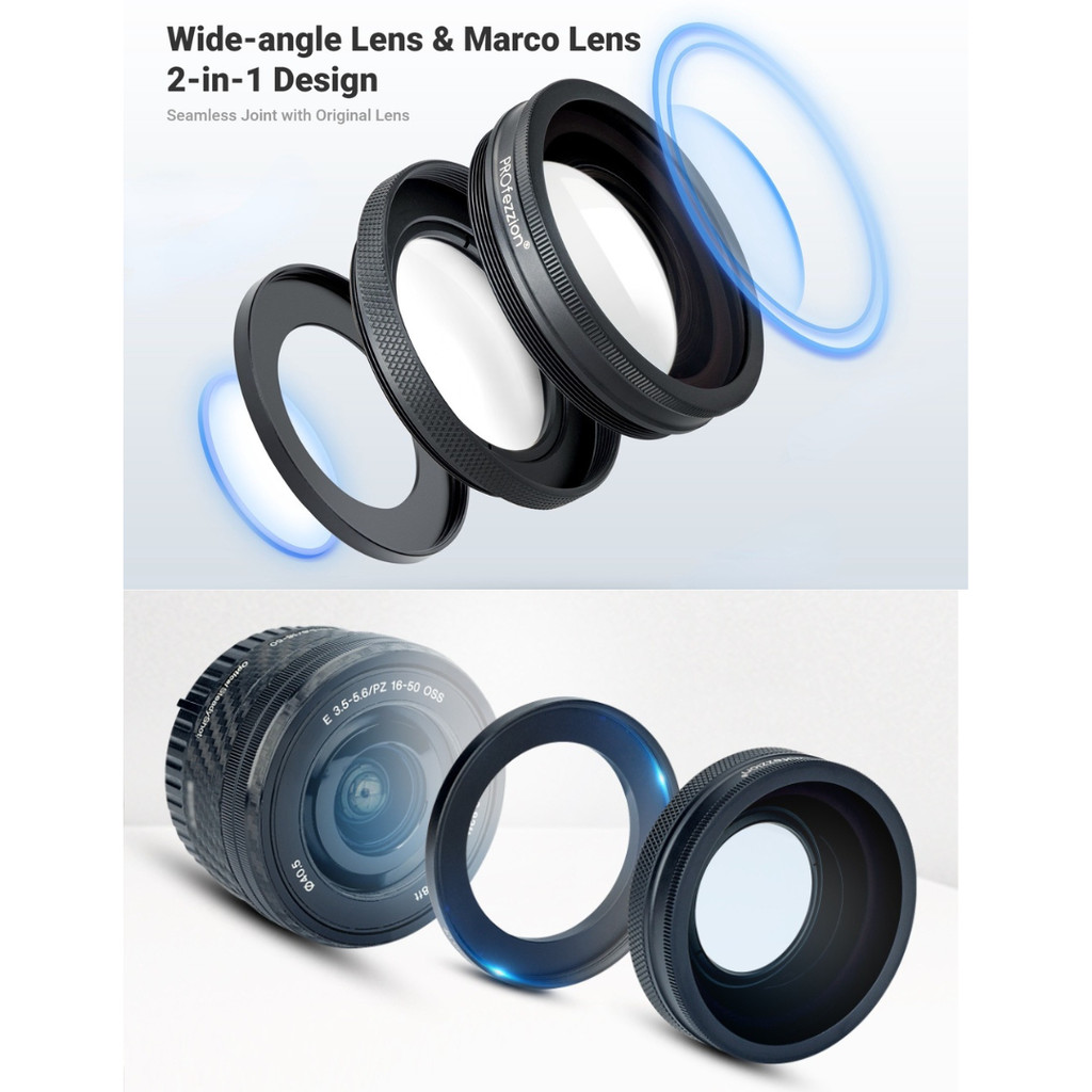 (ส่งจากไทย) JJC 2in1 Adapter Wide-Angle/Macro เลนส์มุมกว้าง for G7XII G7XIII RX100 ZV1 ZV1F ZV1II / Sony E 16-50mm