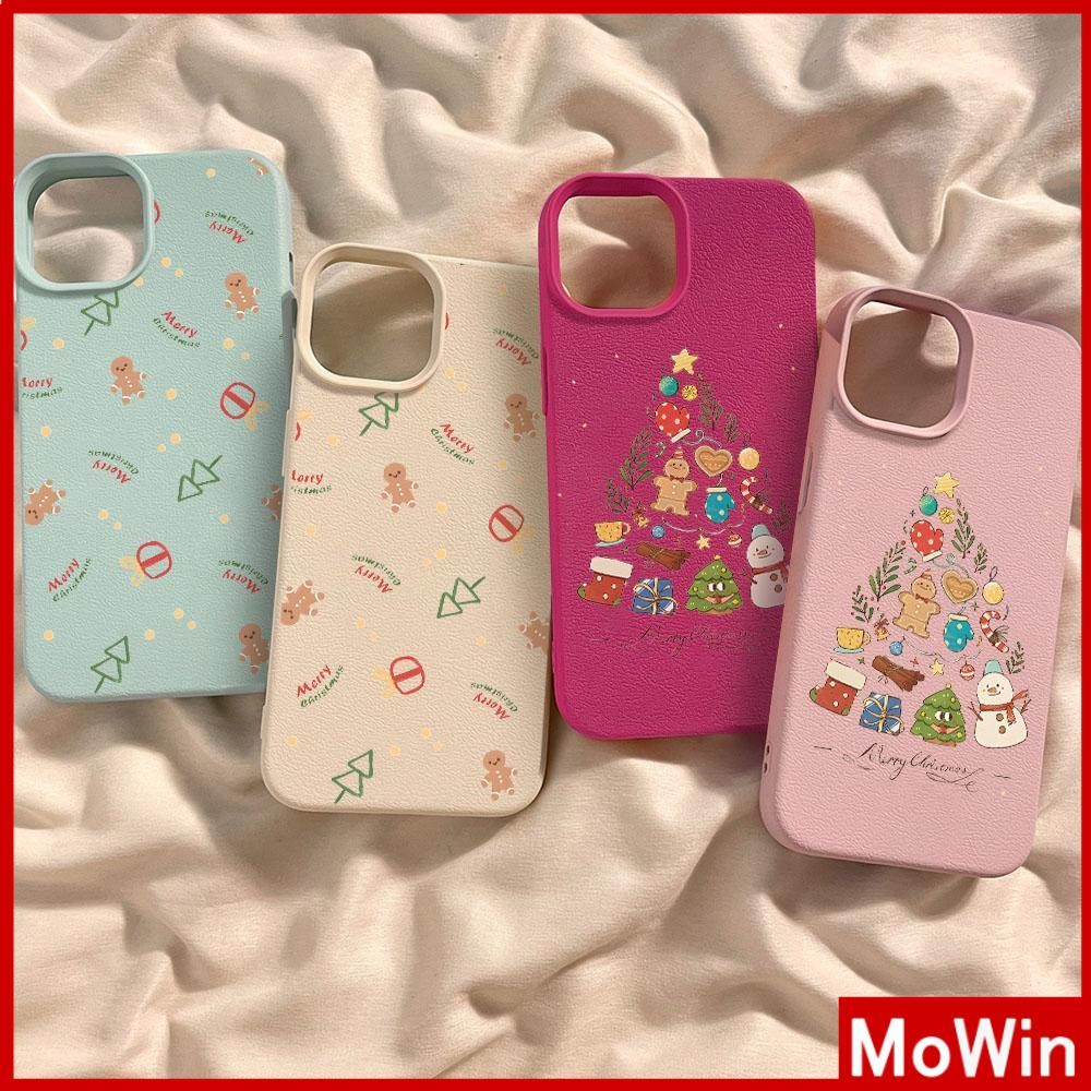 Movin - เคส iPhone 16 Pro Max iPhone 11 เคสหนังเนื้อนิ่มสีแคนดี้ TPU ตุ๊กตาหิมะคริสต์มาส Compatible With iPhone15 Pro max 14 13 12 Pro max XS XR 7 Plus 8 Plus