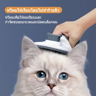 หวีขนแมว แปรงขนแมว หวีแมว แปรงขนสุนัข แปลงขนแมว หวีแปรงขนแมว กําจัดขนแมว มีปุ่มดันขนออก มี 3 สี