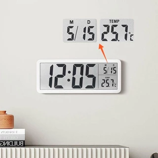 SWEE นาฬิกาแขวนอิเล็กทรอนิกส์, นาฬิกา LED ดิจิตอลอุณหภูมิติดผนัง, วันที่ 12/24H นาฬิกาตั้งโต๊ะแสดงบ้าน