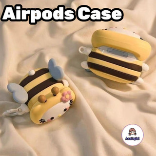 ตลก 3D Honeybee รูปแมวน่ารักหูฟังสําหรับ Airpods 1/2/3/Pro 2 AirPods 4 Pro3 Anti-lost หูฟังไร้สายบลูทูธชุดหูฟัง Dirt ทนฝาครอบป้องกัน