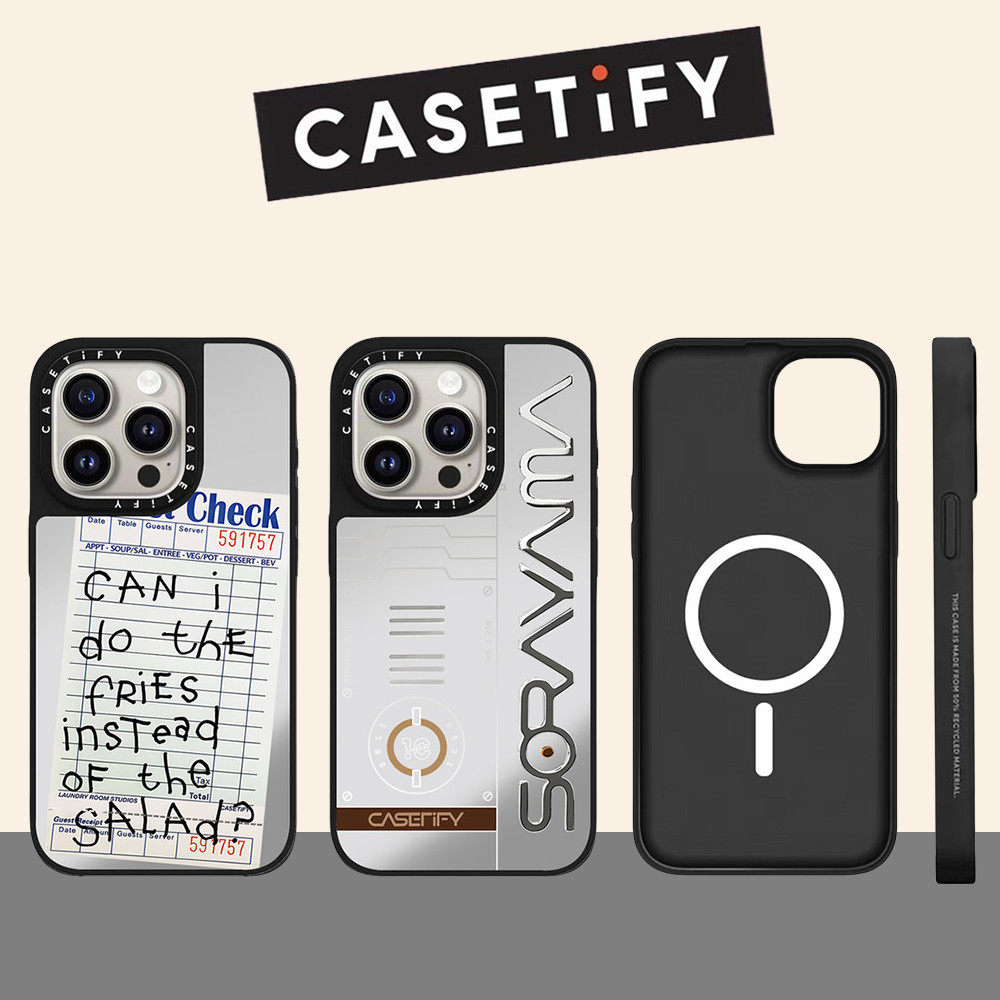 Casetify Magnetic Graffiti ภาษาอังกฤษกระจกเคสโทรศัพท์สําหรับ iPhone 16ProMax 16Pro 16Plus 15ProMax 14 13 12ProMax 11 ห่อปลอกอะคริลิคกันกระแทก