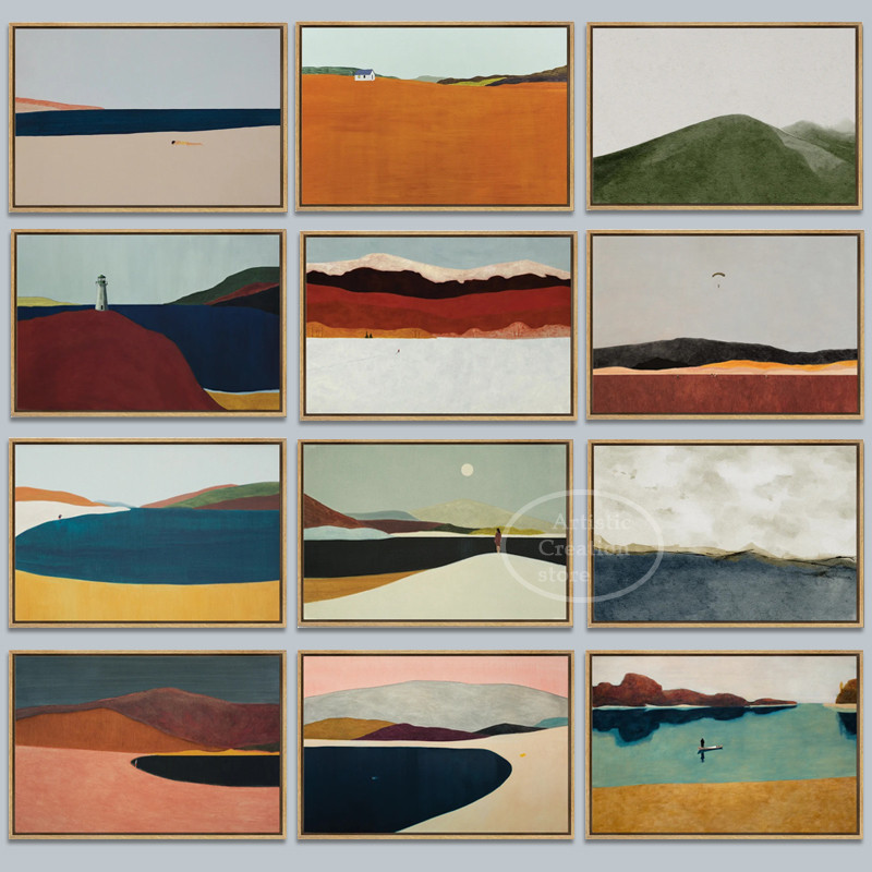 Minimalist ภาพวาดสีน้ํามันภูมิทัศน์โปสเตอร์ Wall Art Nature Large Gallery Art ภาพวาดผ้าใบภาพห้องนั่งเล่น Wall Home Decor – โปรปัง