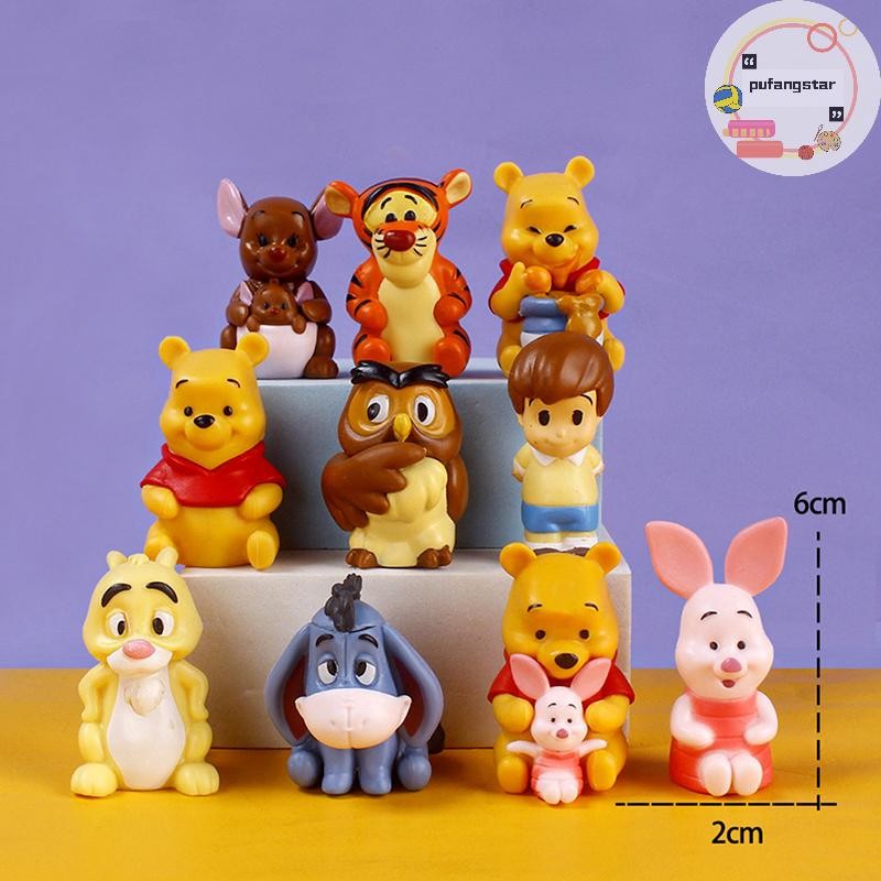 Pufangstar 10 ชิ้นอะนิเมะรูป Tigger Piglet วันเกิดเค้กตกแต่ง TH