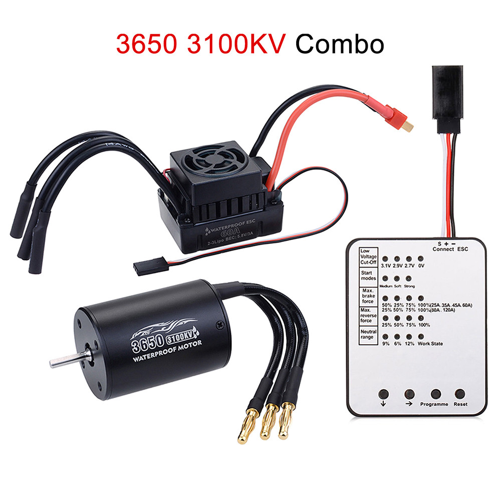สําหรับ 1/10 RC รถยนต์รถบรรทุกกันน้ํา 3650 2300KV มอเตอร์ 60A Brushless ESC Combo ชุดสําหรับเด็กเล่น