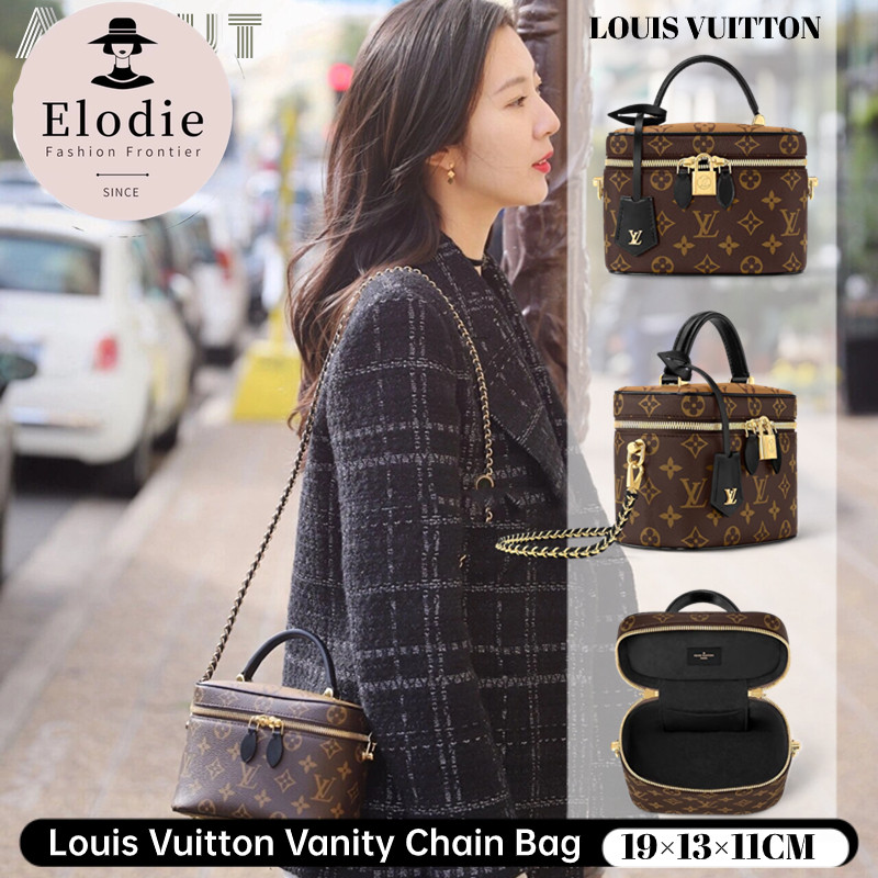 หลุยส์วิตตองแท้ Louis Vuitton Vanity Chain Bag LV Women's Cosmetic Bag/Handbag กระเป๋าสะพายไหล่