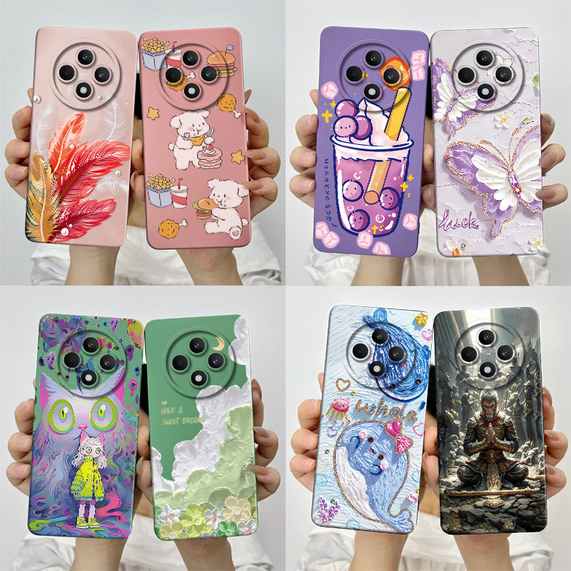 สําหรับ OPPO Reno12F 4G กรณี Reno 12F Reno12 F 5G CPH2687 CPH2637 ซิลิโคนนุ่ม TPU หวานทาสีเคสโทรศัพท์การ์ตูนพิมพ์กันกระแทก