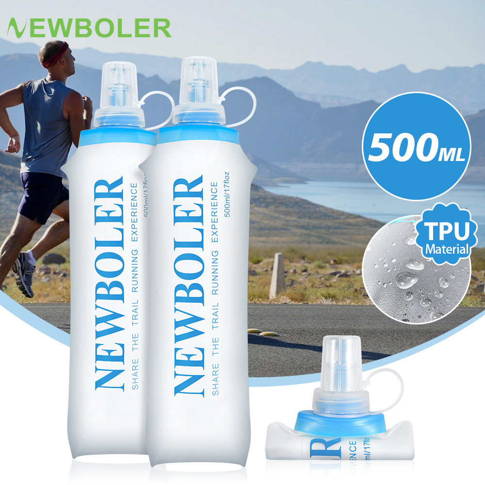 Newboler 500ml ขวดน้ํานุ่ม TPU กระติกน้ํานุ่มวิ่งกีฬาถุงน้ําพับได้