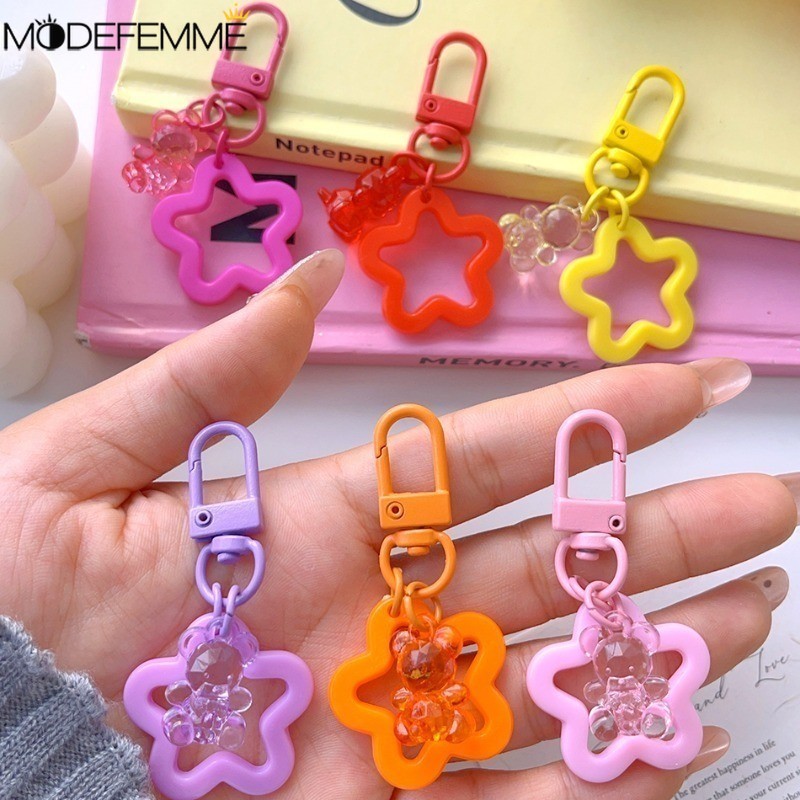 [ แนะนํา] พวงกุญแจกระดิ่งรูปดาวห้าแฉกสีสันสดใส - เครื่องประดับพวงกุญแจกระเป๋า - ของขวัญวันเกิดเด็ก - เสน่ห์กุญแจดาวหมีน้อยที่สร้างสรรค์ - อุปกรณ์พวงกุญแจน่