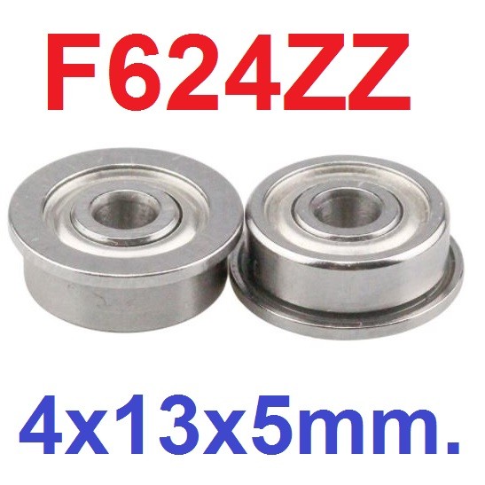 แบริ่งแบบมีปีก F624ZZ flange Ball Bearing 4x13x5mm ใส่แกน 4mm Bearing steel 4*13*5mm High Quality Ch