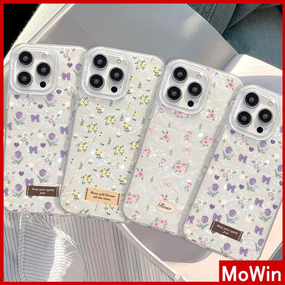 Mowin - เคส iPhone 16 Pro Max สีสันสดใส ลายเปลือกหอยโฮโลแกรม เลเซอร์ เคสใส TPU ดอกไม้ที่สวยงาม Compatible with iPhone 15 14 Pro max 13 12 11 XR XS 7 8Plus