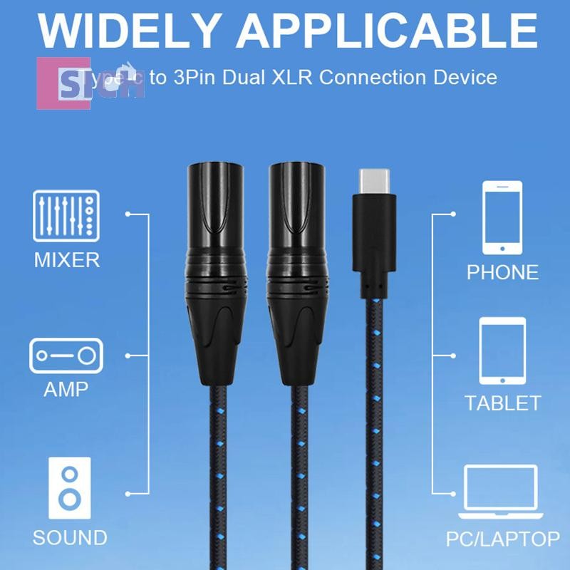 [Sich] 5m TYPE-C To Dual XLR 3-Pin USB-Cสายลําโพงเสียงเครื่องขยายเสียงมือถือคอนโซลผสมอุปกรณ์เสริมสําหรับHIFIสําหรับโทรศัพท์Iphoneใหม่