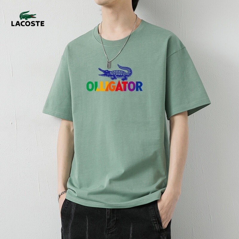 Lacoste200g ผ้าฝ้ายแขนสั้นฤดูร้อนสไตล์ใหม่เสื้อยืดใหม่ผู้ชายผู้หญิงเสื้อยืด 100 ผ้าฝ้ายแท้คุณภาพสูง 