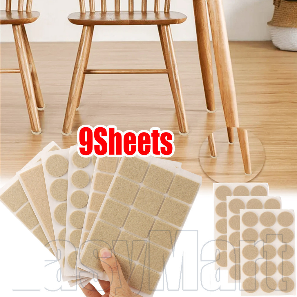 Peel & Stick Felt แผ่นเฟอร์นิเจอร์-3/6/9Sheets Heavy Duty Anti Slip Protectors, ปรับแต่งชั้นสําหรับขาเก้าอี้/โต๊ะ, เงียบไม้เนื้อแข็งชั้น Savers