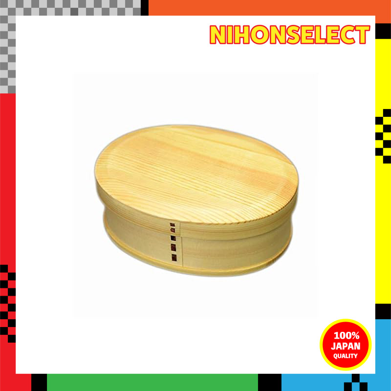 Bento Box, Mingei-style Bentwood Bento Box, Gohari Oval 850cc, Natural, with Divider and Band