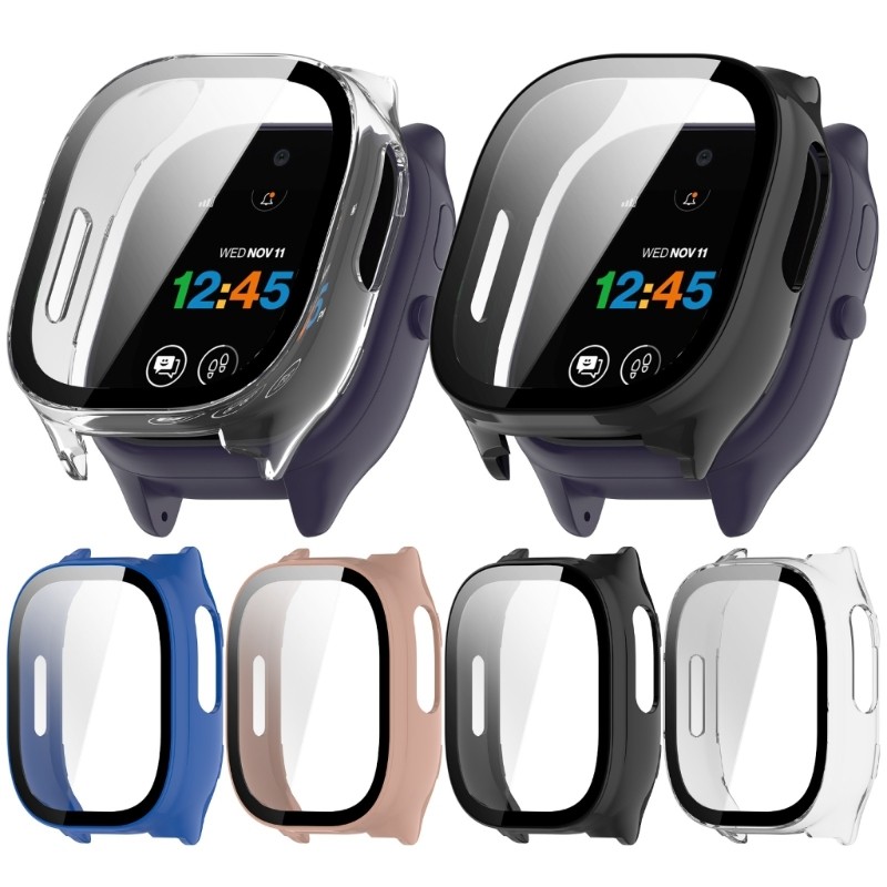 QUU Watch Case พร้อมฟิล์มกระจกนิรภัยสําหรับนาฬิกา 3 ฝาครอบป้องกัน Smartwatch ฟิล์มกันรอยหน้าจอ Smart