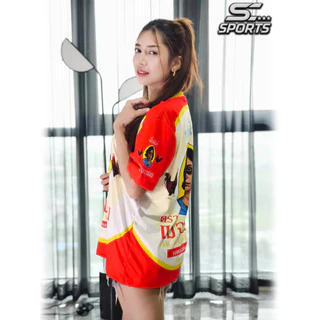 SC Sports เสื้อพิมพ์ลาย เสื้อกีฬาลายนํ้าจิ้มไก่ตราแม่จะนอนงานจริงสวยสีสดคมชัด หนา145g นุ่มลื่นใสสบาย