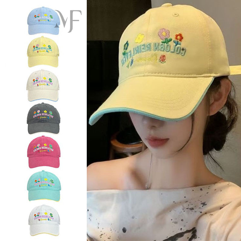 FM🌸หมวกเบสบอลนุ่มสบาย ปักลาย Colobn Flower มี 7 สีให้เลือก! สไตล์เกาหลีคุณภาพสูง
