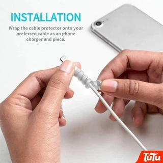 TuTu 2 ชิ้น Spiral Cable Winder Data Line หูฟังสายชาร์จสายไฟ Saver Protector Case Cover