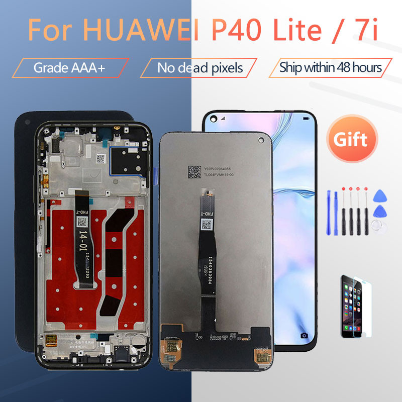 สําหรับHUAWEI P40 LITE NOVA 7i NY-L21A L01A L21B L22A L02A L22Bหน้าจอLCDประกอบด้านหน้ากรณีสัมผัสแก้ว