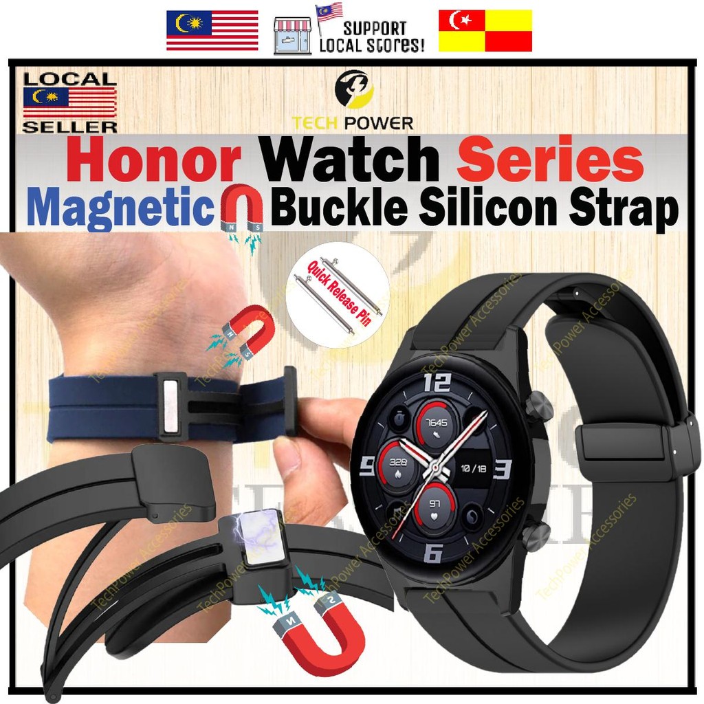 Tali Jam Magnetic Buckle Silicon Strap 22mm เหมาะกับ Generic สําหรับ Honor Watch GS3/ นาฬิกา GS4/Wat