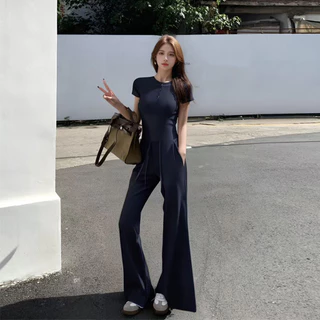 ชุดเซตสีเทา ลุคปังปัง แฟชั่น ขากว้าง คอฮาเตอร์