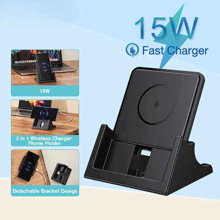 15W ที่ชาร์จไร้สาย พร้อมขาตั้ง แท่นชาร์จไรสาย Fast charger wireless charger ที่ชาร์จแบตไร้สาย ใช้กับ Samsung Huawei
