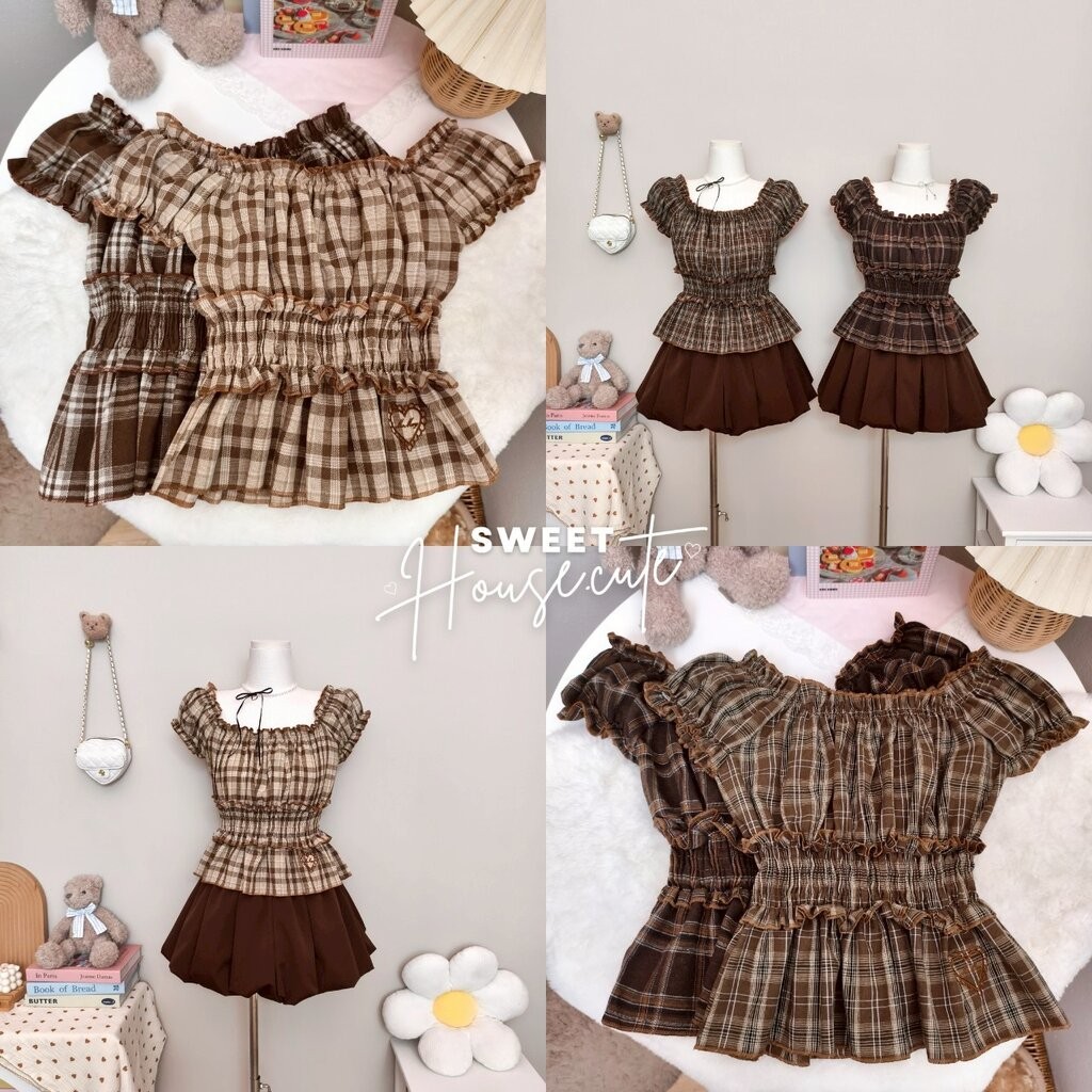 🧸 SweetHouse #622 🌻 เซตเสื้อแขนตุ๊กตาย่นเอว + กระโปรงบอลลูน ทรงสวยน่ารักมากก