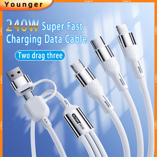 สายชาร์จข้อมูลแบบเร็ว Five In One 240W เข้ากันได้กับ iOS/Android, รองรับ CarPlay Fast Charging Transmission Data Cable