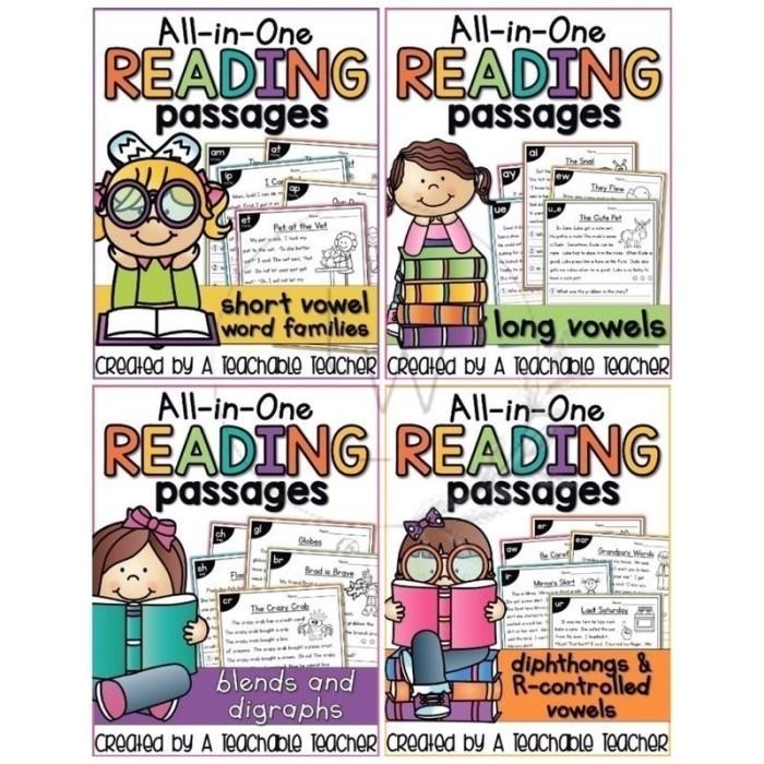 PHYSICAL BOOK All-in-One Reading Passages - Vowel สั้น / Vowels ยาว / ผสมผสานและแผ่นเสียง / Diphthon