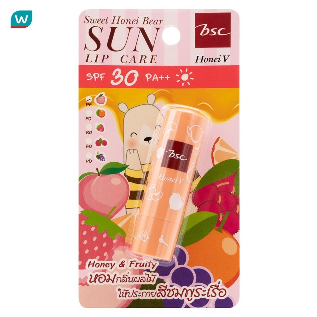 Honei V BSC ฮันนวี่ บี เอสซี สวีทฮันนี่แบร์ ซัน ลิปแคร์ SPF30 PA++ 4.5ก. PF พีช