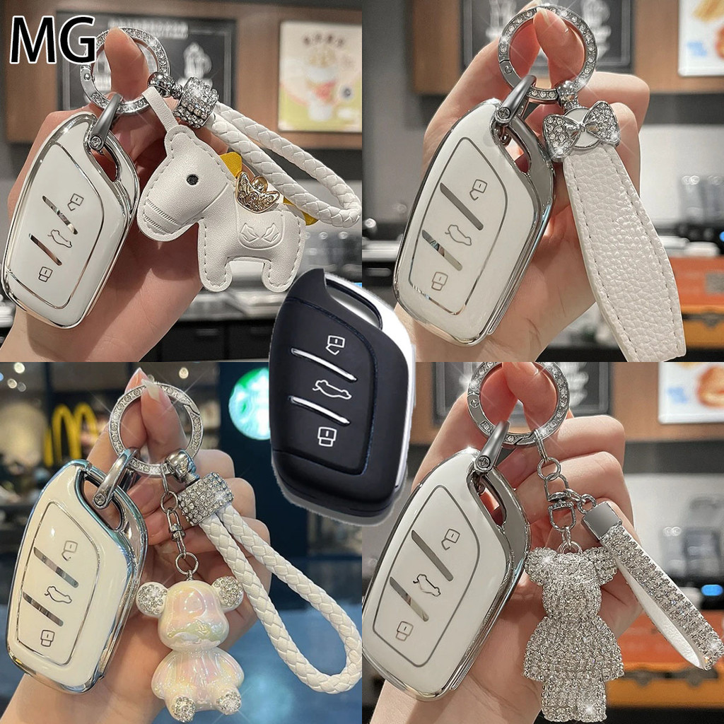MG พวงกุญแจรถ Tpu ฝาครอบกุญแจรถสําหรับ mg 4 2023 mg4 mg5 mg6 ฝาครอบกุญแจรถ Automotive mg หมีพวงกุญแจ