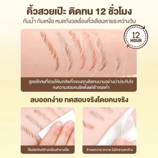 ดินสอเขียนคิ้ว 2 in 1 ดินสอเขียนคิ้วทรงสามเหลี่ยม กันน้ำและกันเหงื่อ แต่งหน้าติดทนนาน การหมุนหัวคู่ พร้อมแปรงปัดคิ้ว