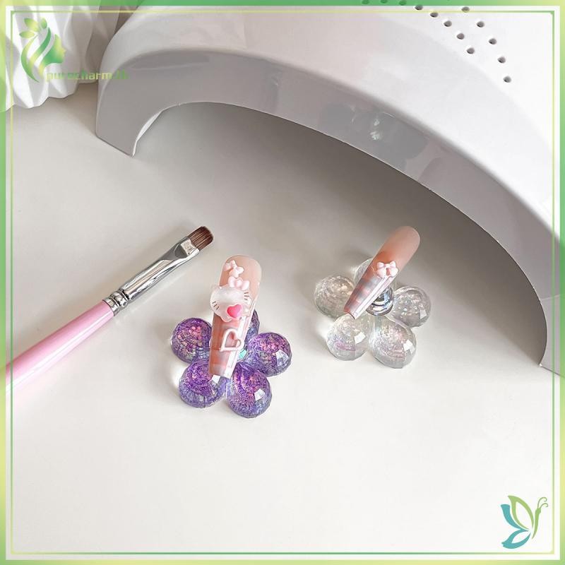 [ความงาม] 1เซ็ตผู้ถือเล็บแม่เหล็กฝึกแสดงแววเลื่อมดอกไม้ออกแบบพลาสติกเล็บปลอมเคล็ดลับยืนเล็บเครื่องมือ {ขาย}