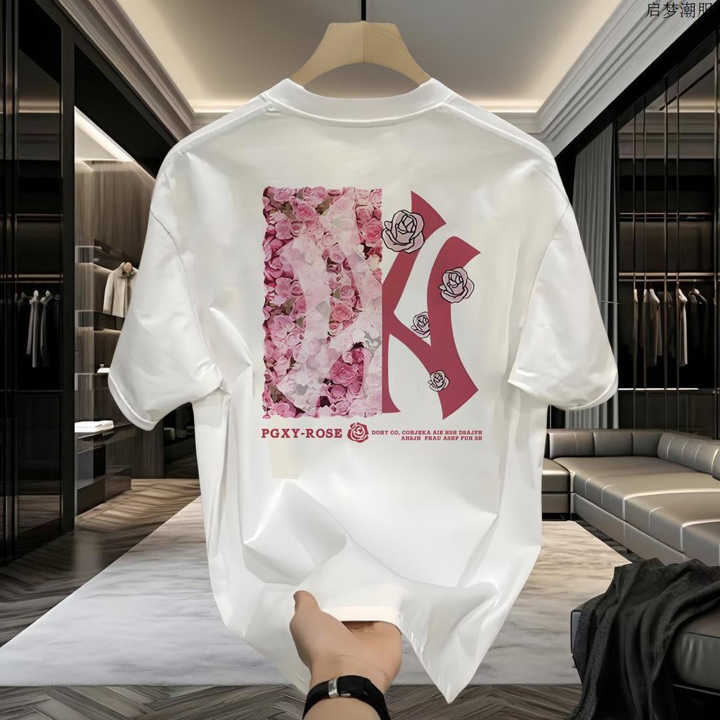 KATUN KEMEJA VBA Cool สไตล์อเมริกันฤดูร้อนแขนสั้นเสื้อยืดสําหรับผู้ชายและผู้หญิงผ้าฝ้ายแนวโน้ม Ins ร