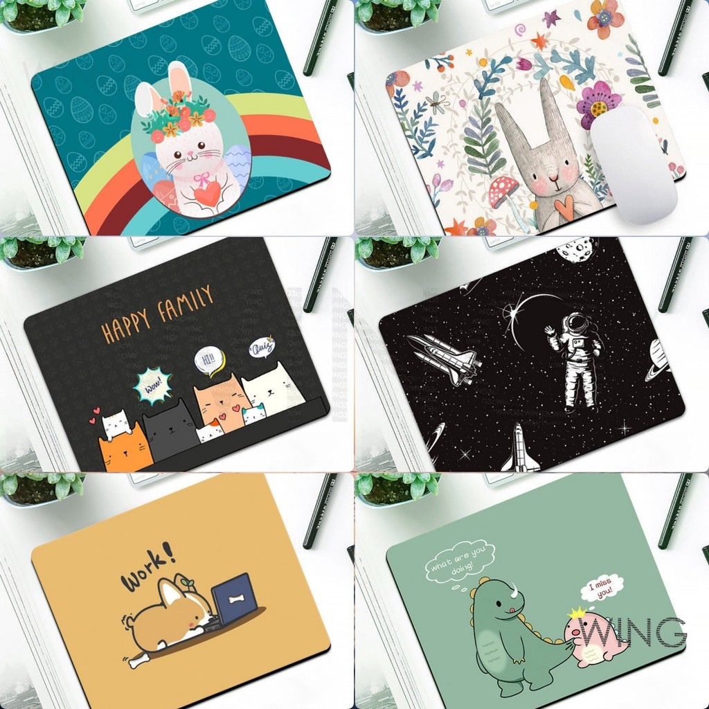 8*10 inches แผ่นรองเมาส์ยางกันลื่นลายการ์ตูน/เรขาคณิตหกเหลี่ยมสำหรับเล่นเกมและสำนักงาน-XF