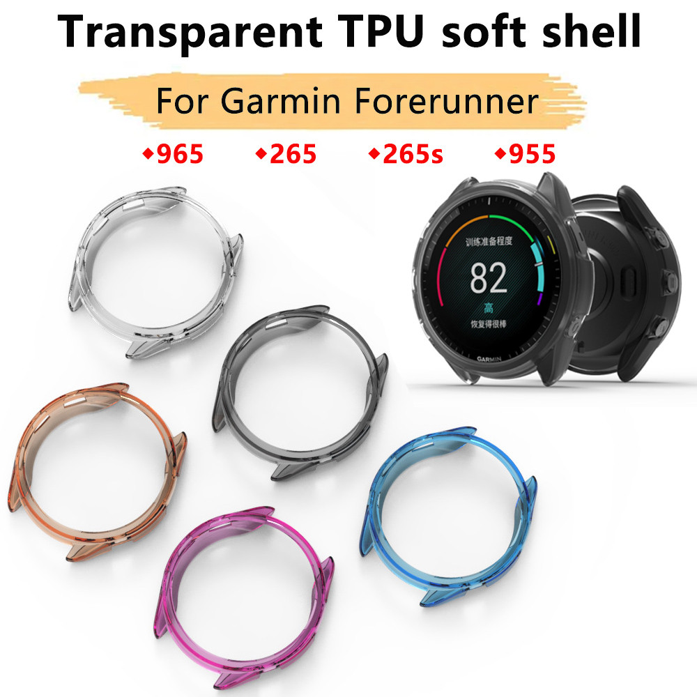 โปร่งใส TPU นาฬิกาสําหรับ Garmin Forerunner 965 955 Solar 265 265s เพลง Non Yellowing Hollow กันกระแ