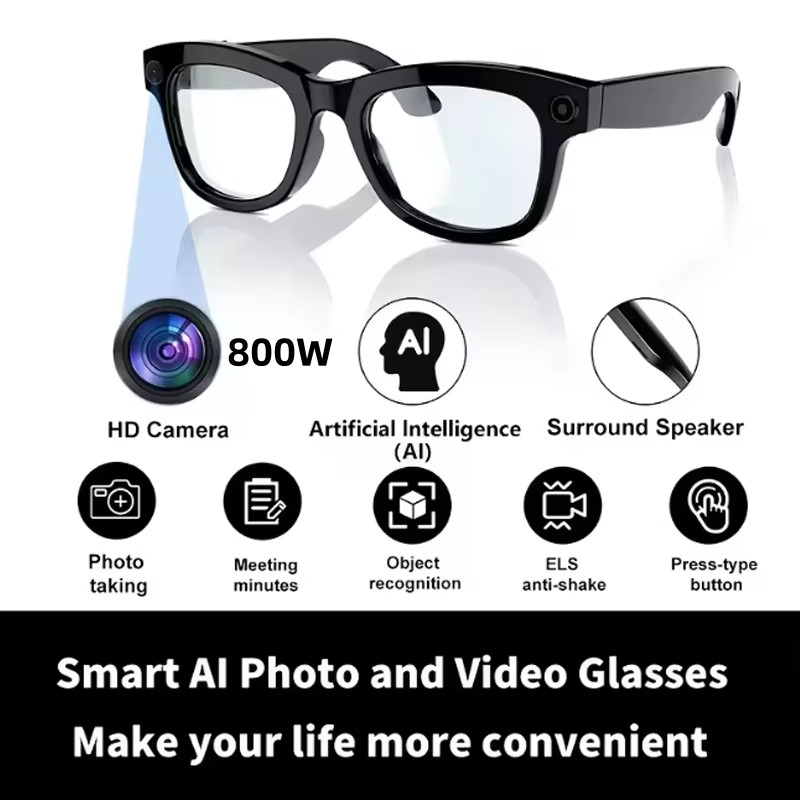 M01 Pro AI แว่นตาสมาร์ท 800W HD กล้องบลูทูธ Voice Assistant กีฬากลางแจ้ง DVR กล้องวิดีโอแว่นตากันแดด