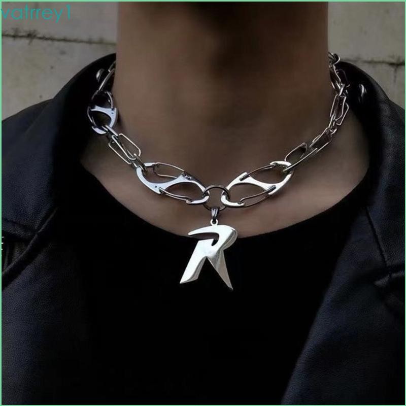 VAT1 Punk Letter R จี้สร้อยคอผู้หญิง Unisex Hip-hop หัวเข็มขัดเครื่องประดับ