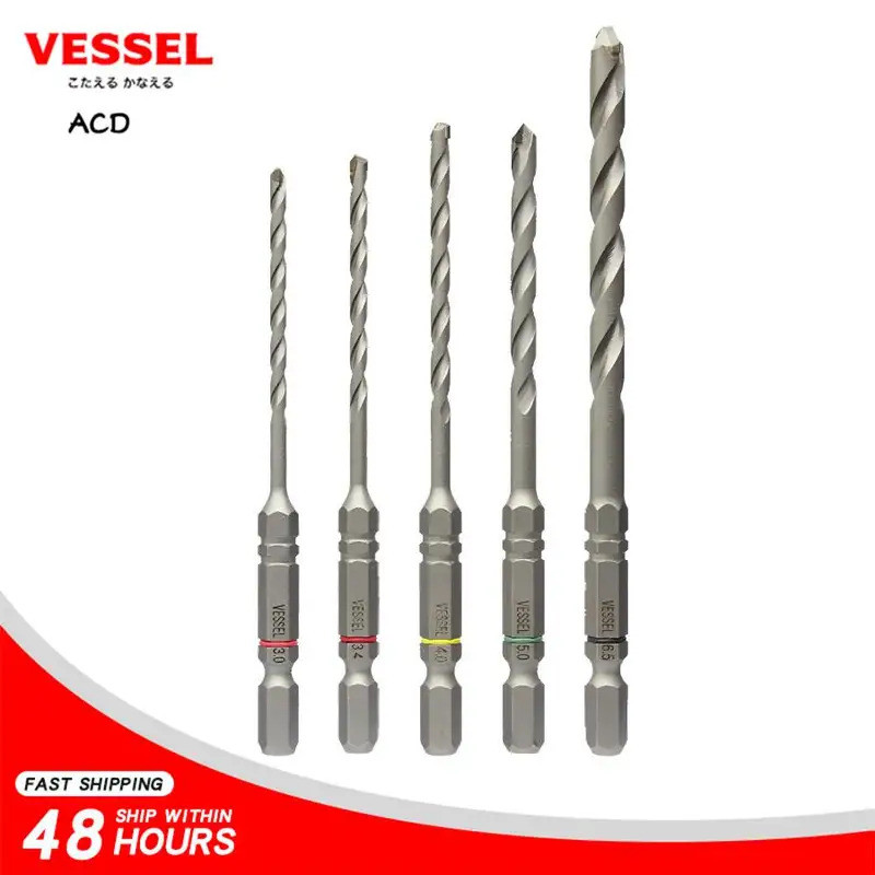 VESSEL ACD Series ดอกสว่านคอนกรีต (นําเข้าจากญี่ปุ่น) สําหรับปูนฉาบปูนอิฐกระเบื้องสว่านกระแทกบิด