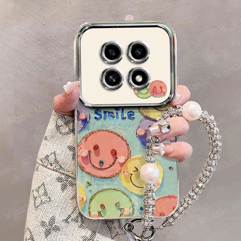 เคส Redmi Note 14 Pro 5G เคส Redmi Note 14 Pro Plus เคส Redmi Note 14 5G โทรศัพท์มือถือลายหน้ายิ้มสีสันสดใส การ์ตูน ฝาหลังแบบนิ่มชุบไฟฟ้าเต็มจอ