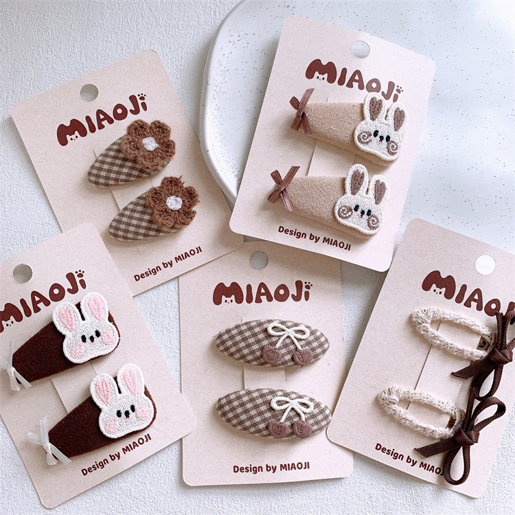 ของตกแต่งผมสำหรับเด็กผู้หญิง แบบคลิปหน้าม้าและโบว์ลายกระต่าย