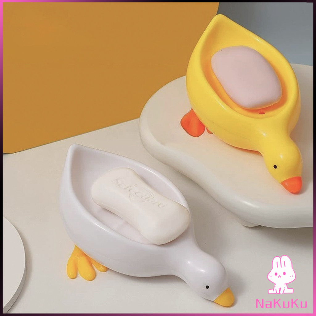 NKK ที่วางสบู่ รูปทรงน้องเป็ด ระบายน้ําได้ ของใช้ในห้องน้ำ สีเหลือง สีขาว Soap dish
