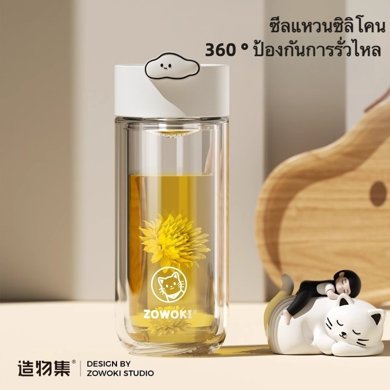 【Moko】แก้วน้ำแก้วทนความร้อนสูง แก้วน้ำรักษาความร้อนแก้ว  การออกแบบป้องกันการพุ่งของความร้อนแบบสองชั้น แก้วน้ำแก้วสไตล์เรียบง่ายใช้ได้ทั้งที่บ้านและที่ทำงาน - รูปที่ 2