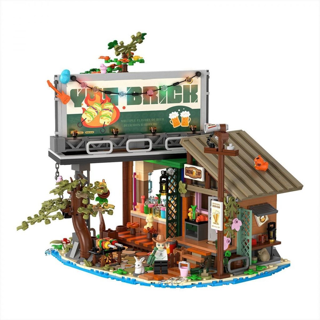 Monchichi hipper Brick 6032 Seaside Wharf Bar Holiday Villa Creative Street View Building Block ของเ