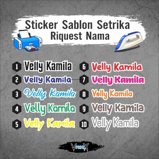 Sablon Setrika Sticker Label Nama Kain Baju Kaos Sticker Iron Custom Tulisan [1Pcs]