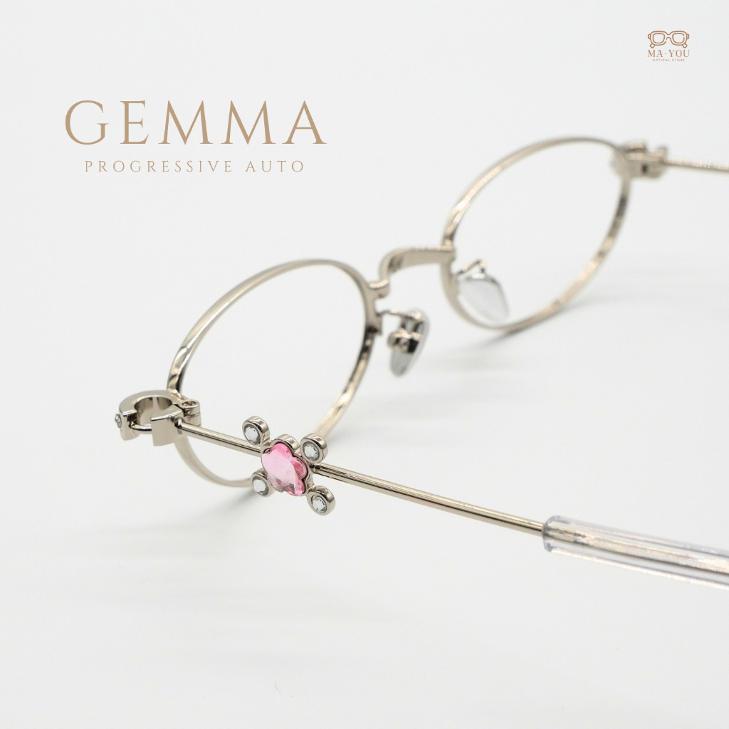 แว่นสายตายาวโปรเกรสซีฟเลนส์ รุ่น GEMMA เจมม่า เลนส์ AUTO มองได้ 3 ระยะ ไกล กลาง ไกล้ ออกแดดเลนส์เปลื่ยนสีเทาดำ
