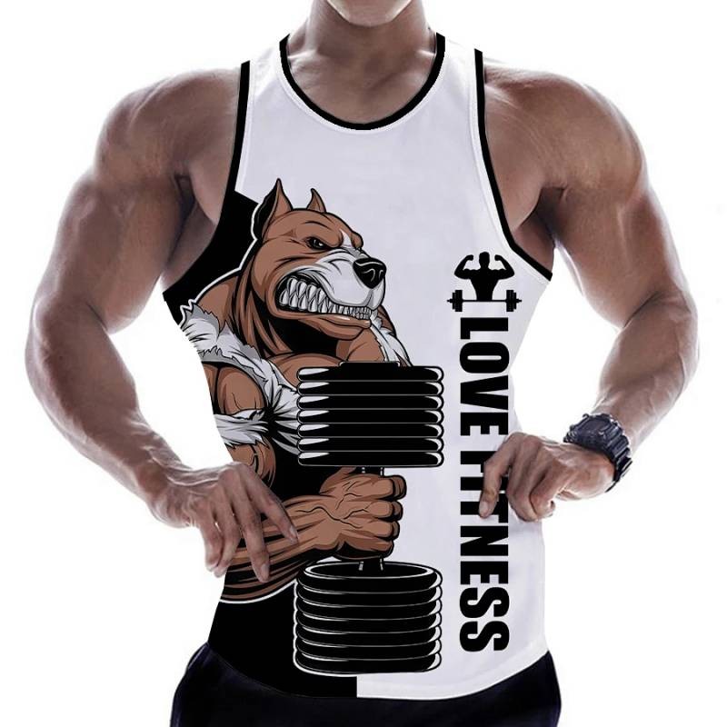 Rottweiler Love Fitness 3D Printed Vest Top T-shirt Sleeveless Vest Men's Harajuku Street Fitness T-